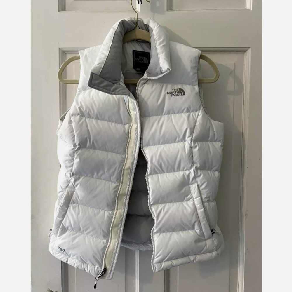 The North Face 700 Puffer Goose Down Vest Women's Size Small in White, Vintage